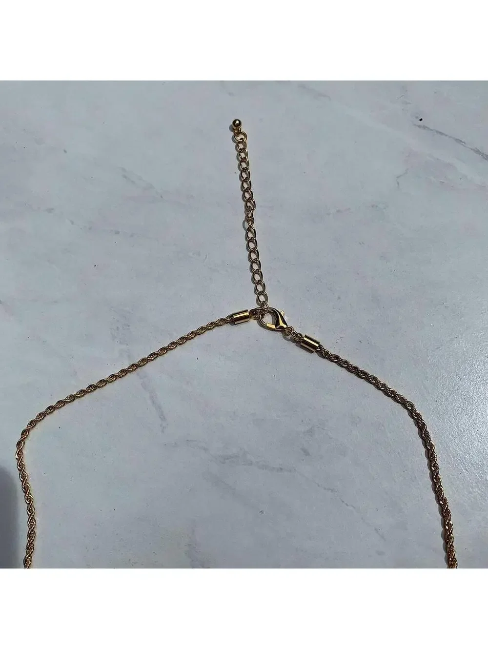 Y2k 2000s style Cyber Star Cross Pendant Gold Rope Chain Necklace. Stainless
